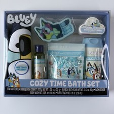 Bluey Cozy Time Bath Set 6 Piece Bubble Bath Rainbow Bomb Body Wash Sponge Towel