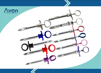 Set of 11 Dental Syringes 1.8CC Type C-W, Type A - Plastic & Metal Handle -Color