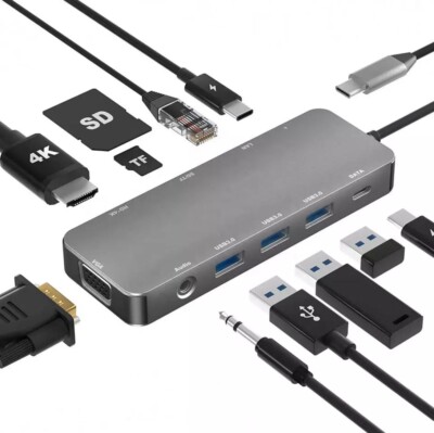USB-C HDMI 4k VGA PD 100W LAN Gigabit JACK HUB