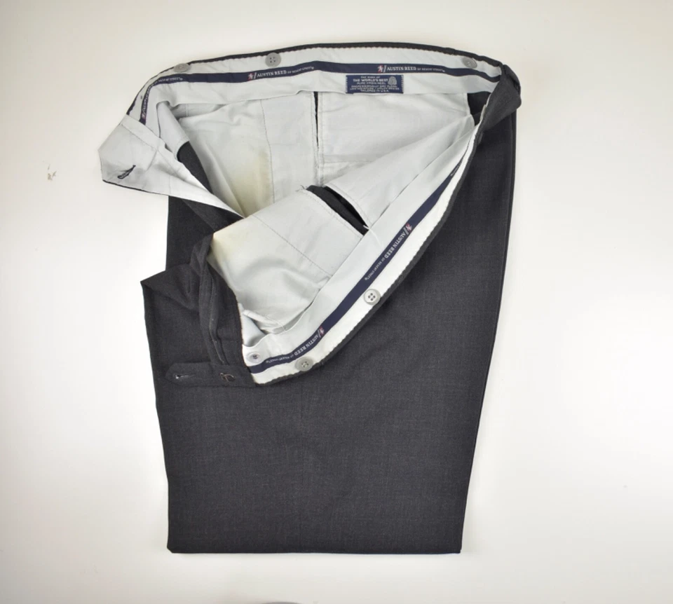 1976-1994 Austin Reed of Regent Street Wool Dark Gray Pleated Trousers Sz: 36x31 - Image 3 of 4