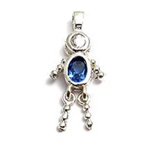 925 Sterling Silver Boy Oval Birthstone CZ Pendant Charm (Choose Any Month)