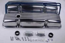 58-86 Sbc Chevy 350 400 Polish Retro Finned Aluminum Short Valve Covers W Gasket 58-86 Sbc Chevy 350 400 Polish Retro Finned Aluminum Short Valve Covers W Gasket