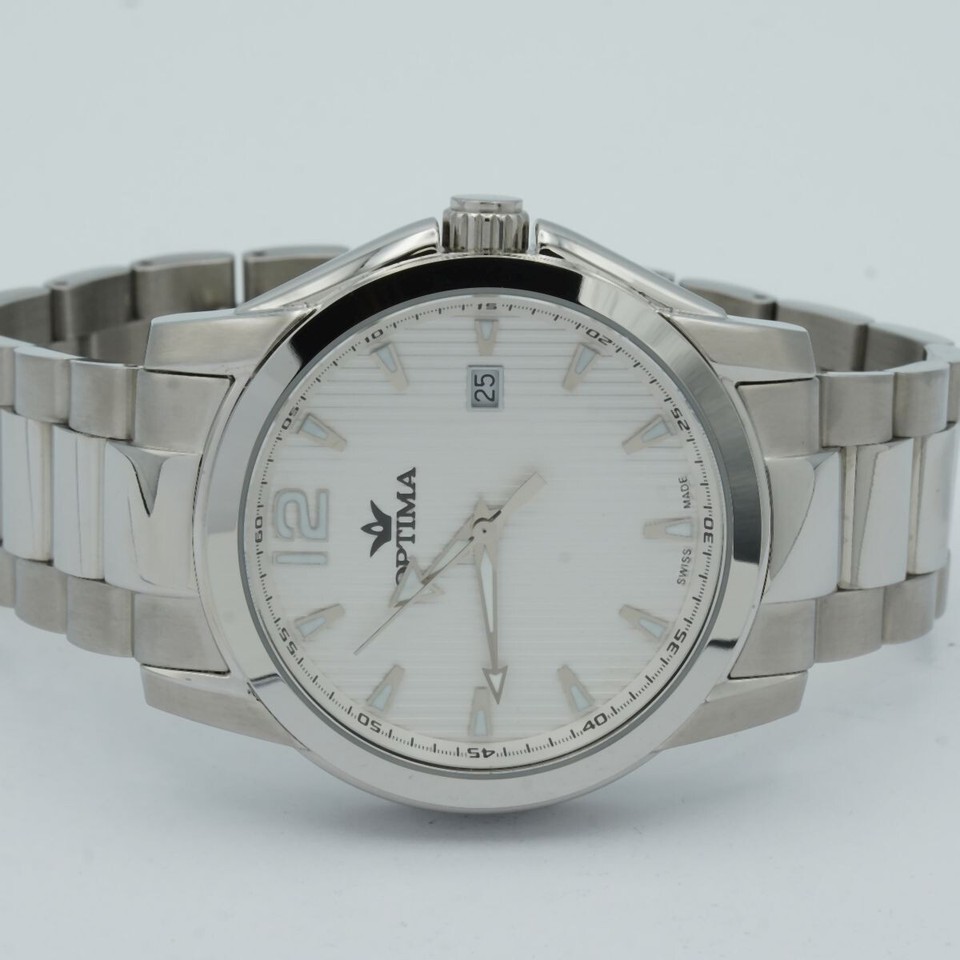 Optima Quartz Montre Hommes Swiss Made Comme Neuf Top État 44MM eBay