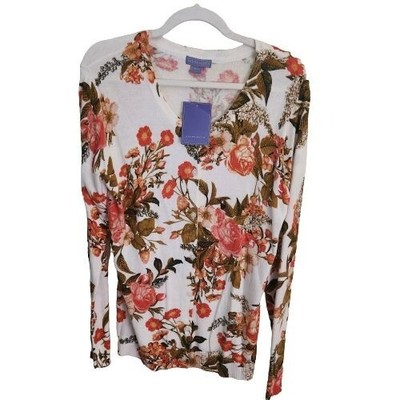 Laura Scott NWT Autumnal Floral Lightweight Cardigan Sweater Size L