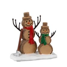 Lemax 2023 Log Snowmen Vail Village 34095 Crafted In Logs Merry Scene Stick Arms