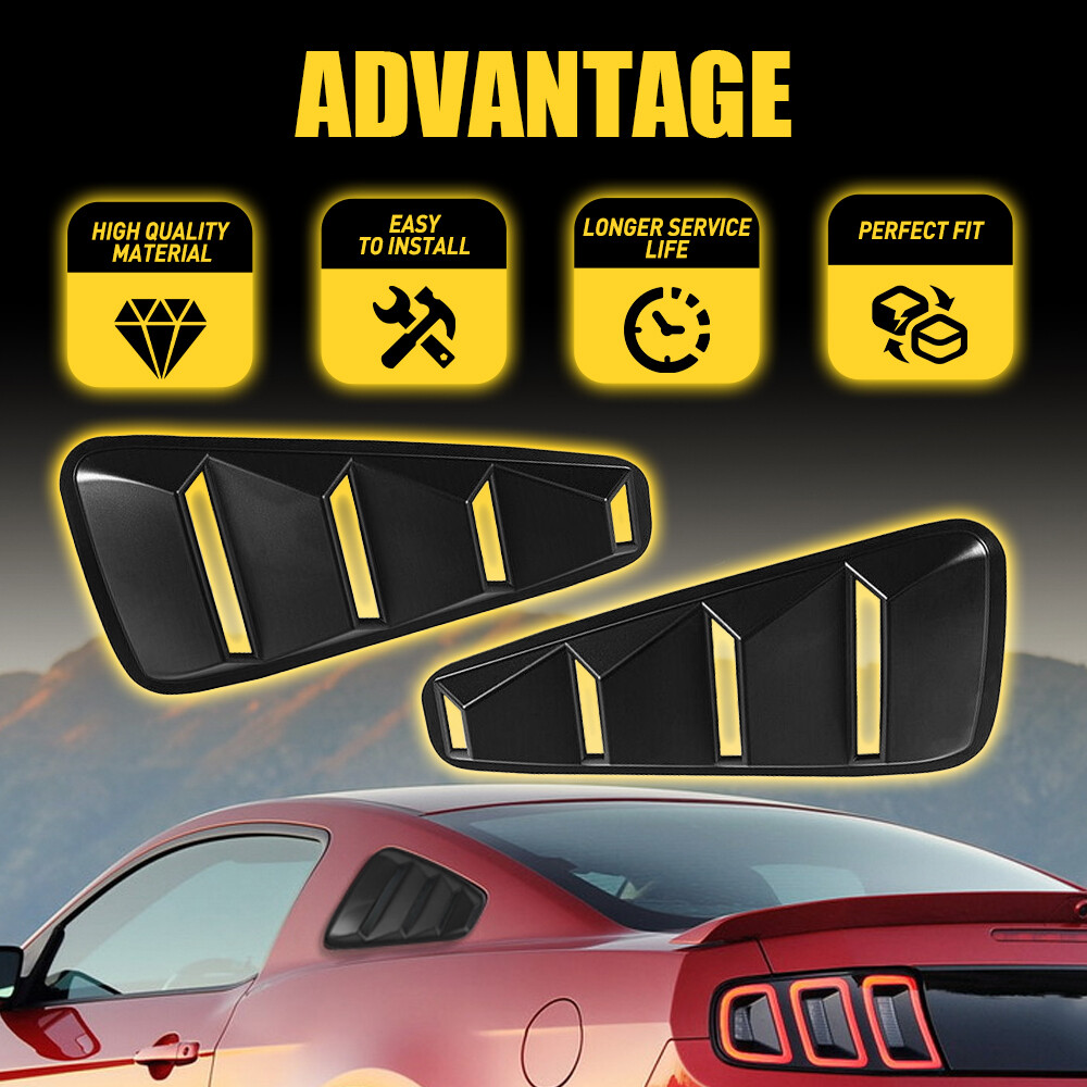 For Ford Mustang 2005-2014 2Pcs 1/4 Quarter Side Window Louvers Scoop Cover Vent
