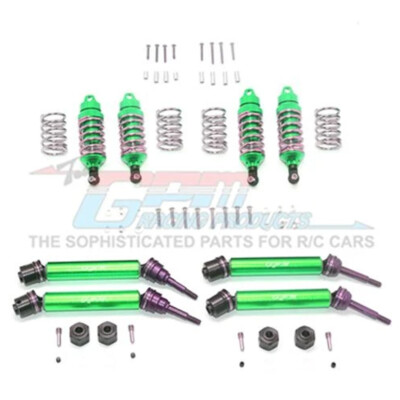 NEW GPM F/R Alum Shocks+Steel Axles+Spring Steel Hex Green : Rustler 4x4 VXL