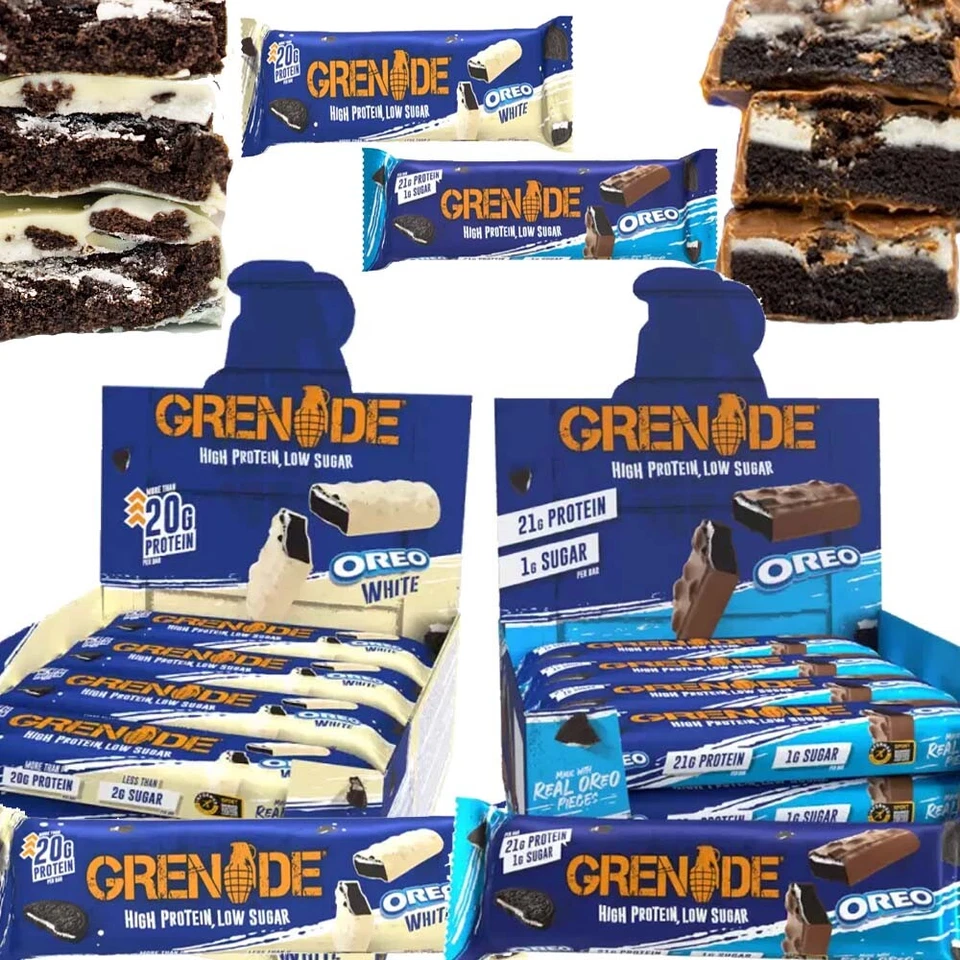 Grenade Oreo White Protein & Oreo Protein Bar 60g High protein, low sugar