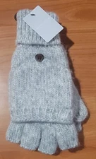 West Loop Womens Gray Knit Fingerless or Full Mitten Gloves