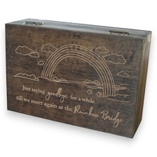 Engraved Pet Memory Box   Wooden Keepsake Box for Dog or Cat Remembrance 