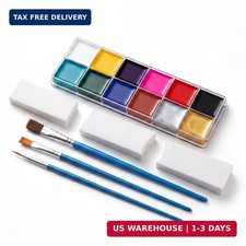 12 Color Oil Based Face Paint Kit with 3 Brush Sponge for Halloween Makeup