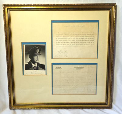 #ad #ad Karl Donitz German Admiral Naval Command WW II Autograph 3 Signed Photos COA $2000.00