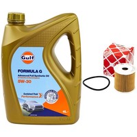 MotoröL Set Gulf Formula G 5W-30 4 Liter + ÖLfilter FüR Smart City Coupe Fortwo