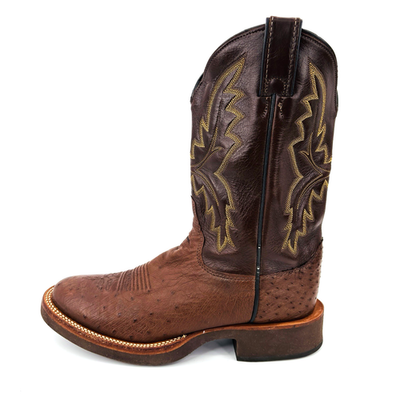 Mens 8.5 D Justin Tekno Crepe Sole Brown Ostrich Leather Cowboy