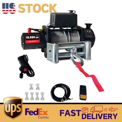 13800LBS 12V Electric Winch Steel Cable Truck Trailer Towing 80ft Off Road 4WD