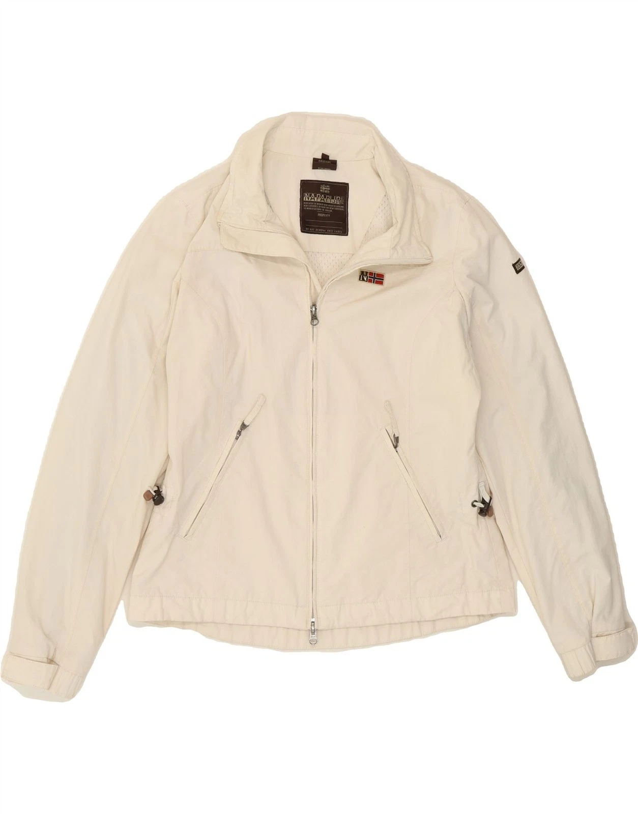 OFF WHITE NAPAPIJRI Giacca da pioggia donna UK 16 grande bianco sporco poliammide CX06