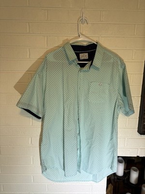 Men s Button Down Level 10 Aqua Short Sleeve XXL