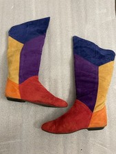 Vintage Boots Suede 80s/90s Color Block from Wild Pair Leather Size 8 Patchwork