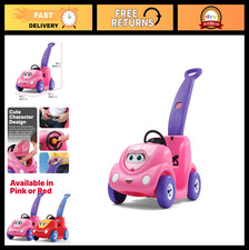 Kids Push Car Buggy Ride-On Toy with Seat Belt Horn, Durable Plastic, Pink, 50
