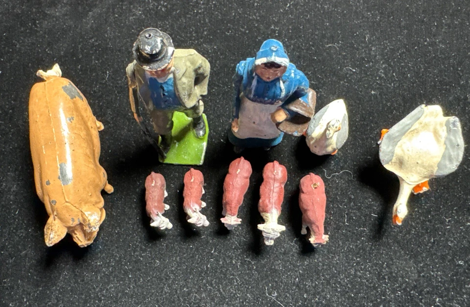 10 Pieces Of Antique Britains 1930’s Diecast Farm Family Pig Bull Calf Cow Geese - Image 2 of 4