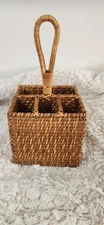 Wicker And Rattan Eating/serving Utensil Basket