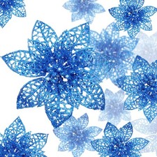 WILLBOND 36 Pieces 3 Size Christmas Glitter Poinsettia Faux Wedding Flowers