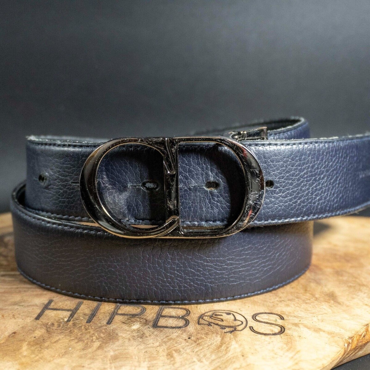 Dior Homme Mens Belt Leather CD Logo Buckle Belt Authentic Black