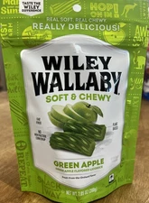TWO BAGS Wiley Wallaby Green Apple Australian Style Soft Licorice Candy 7.05 OZ
