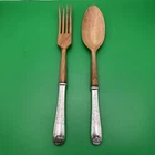 S. Kirk & Son Old Maryland Sterling Handle w/ Wood SALAD SERVERS Fork Spoon