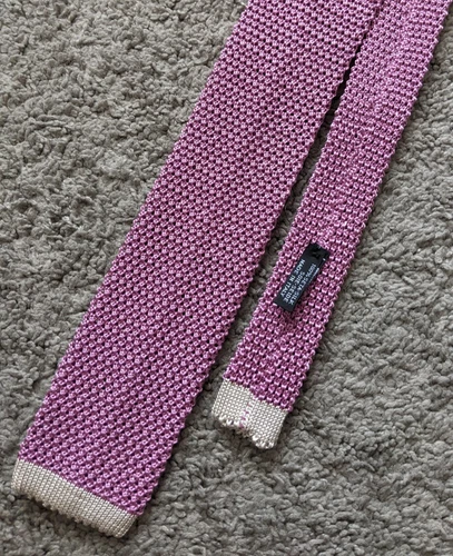 NEW NWT DION SIGNATURE ITALY MENs SILK TIE SQUARE TIP KNIT SOLID PURPLE PINK 57"