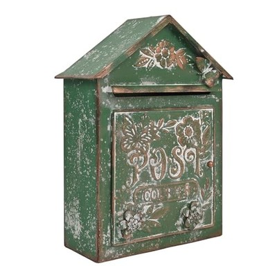 Vintage Green Wall Mount Mailbox for Outside, Metal Post Box Dark Green