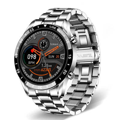 Smartwatch Herren rund Voll Touch Uhr Bluetooth Anruf wasserdicht Sport Fit