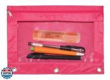 Wodison 3-Ring Pen Pencil Pouch with Clear Window Stationery Bag Binder Case 
