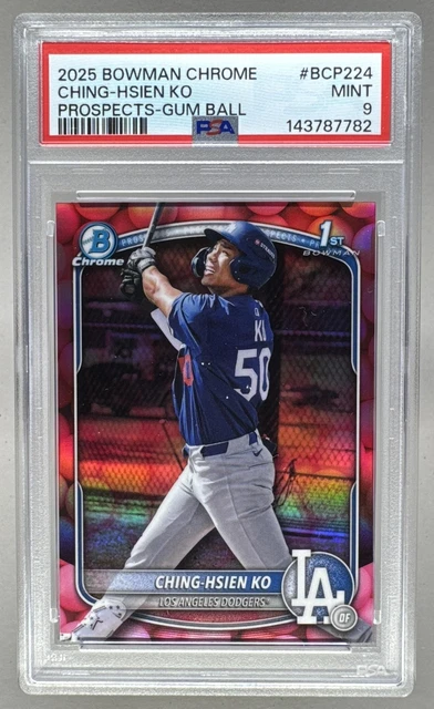 7782 Ching-Hsien Ko 2025 Bowman Chrome #BCP-224 Gum Ball Refractor 1st RC PSA 9