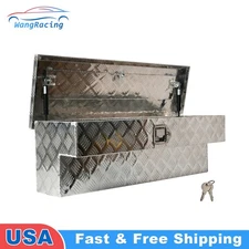 36" inch Silver Aluminum Side Mount Tool Box Pickup Trailer Storage w/ Lock