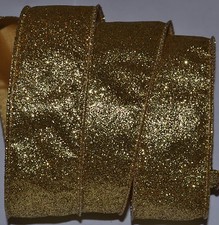 Wired Ribbon Jazz Sparkle Gold Christmas Glitz 1.5" Holiday Wreath Gift Bow
