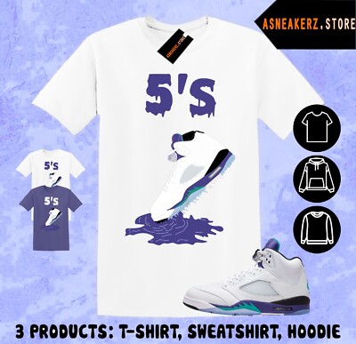 Tee Shirt Matching AJ 5 Grape 2025 To Match Sneaker Shoe Dripping 5s T-Shirt