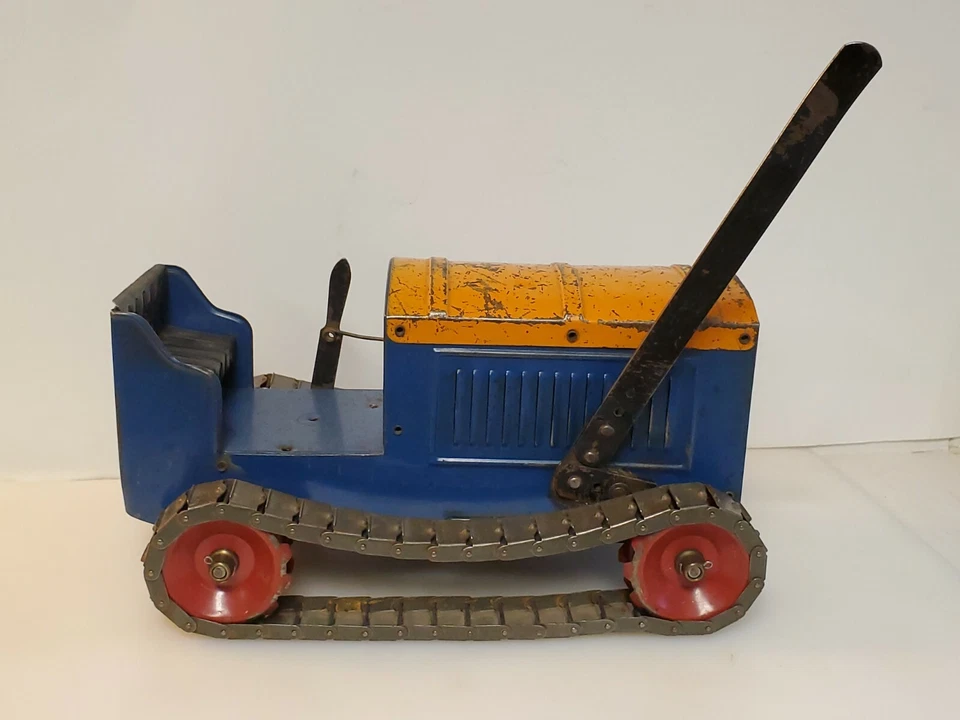 RARO TRACTOR TOPADORA SOBRE ORUGAS STRUCTO AÑOS 20 1930 AZUL PLATA Y AMARILLO  Foto 2 de 4
