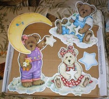 BEARS NURSERY WALL DECOR 5 PCS CARDBOARD VINTAGE TBC SOLD AS IS