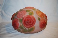 BEAUTIFUL REPRODUCTION PAIRPOINT PUFFY ROSES LAMP REVERSE PAINTED SHADE 10" RIM