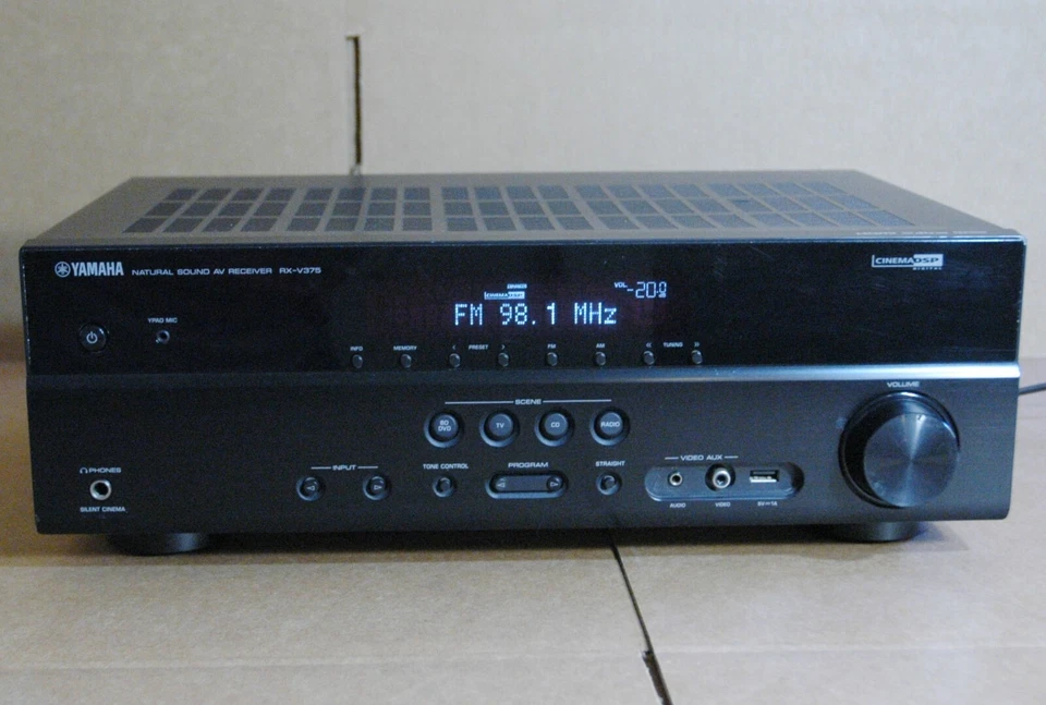 Yamaha RX V375 AV Receiver Black RXV375 No Remote - Image 2 of 4