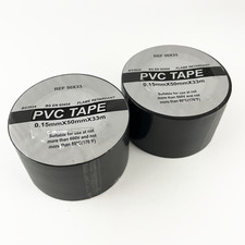 BLACK PVC Tape Extra Wide 50mm x 33m Electrical Insulation Flame Retardant x2