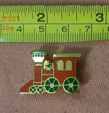 Norcross Inc Red Green and Gold Tone Train Engine Jacket Lapel Pin