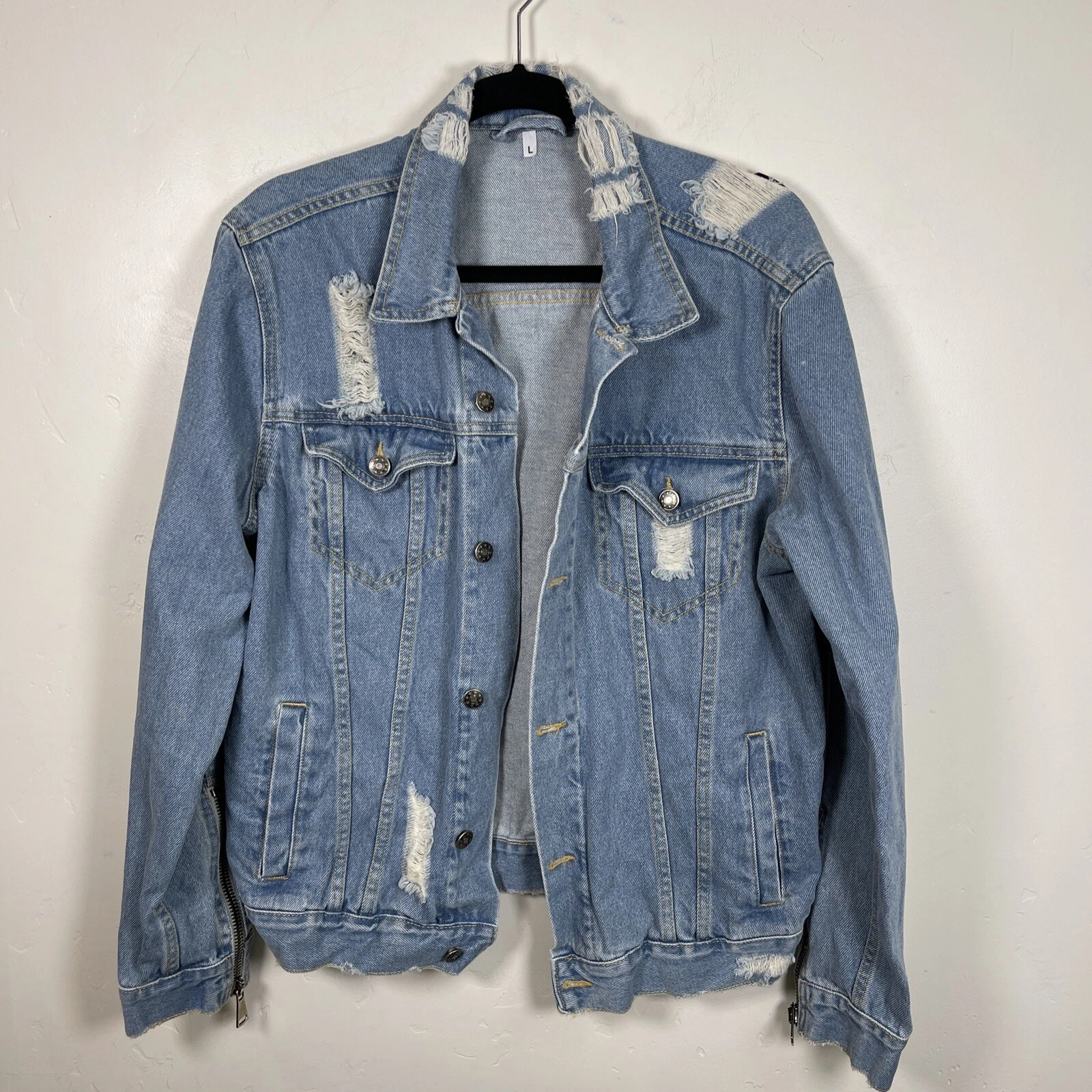 Visionary Streetwear Distressed denim Jacket size Large