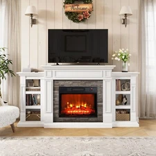 70" Electric Fireplace with Mantel Fireplace TV Stand Heater with Remote Control