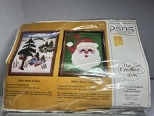 Vintage The Creative Circle Canvas Needlepoint Kit/I Love Santa/Snow Village
