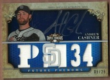 2013 TOPPS TRIPLE THREADS BLACK SILVER INK #124 ANDREW CASHNER #05/25
