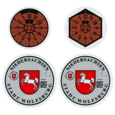 Wolfsburg Germany License Plate Complete Sticker Set