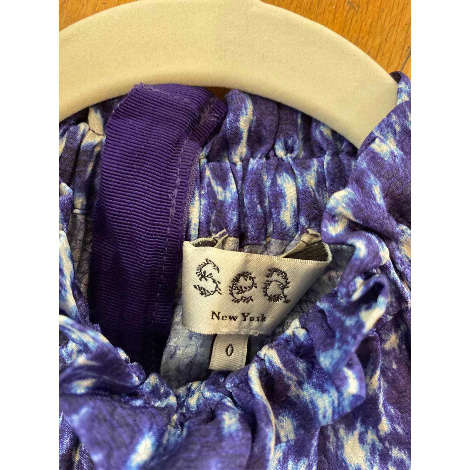 Abito Sea New York Celine Silk Prairie Midi manica gonfia taglia 0 $425