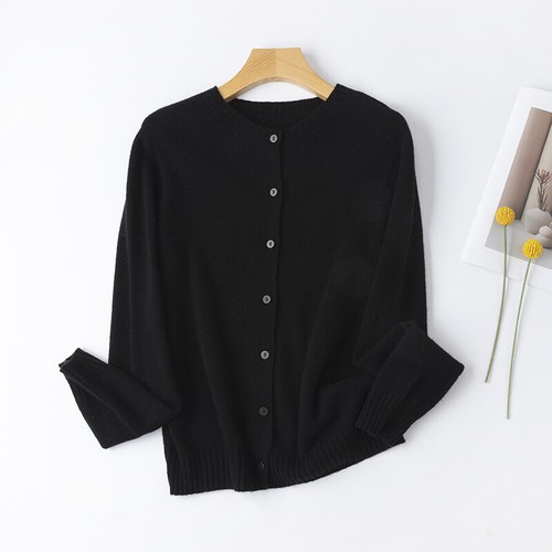 Knitted Sweater Round Neck 100% Wool Cardigan Jacket Women Coats Tops Casual New - Bild 10 von 33